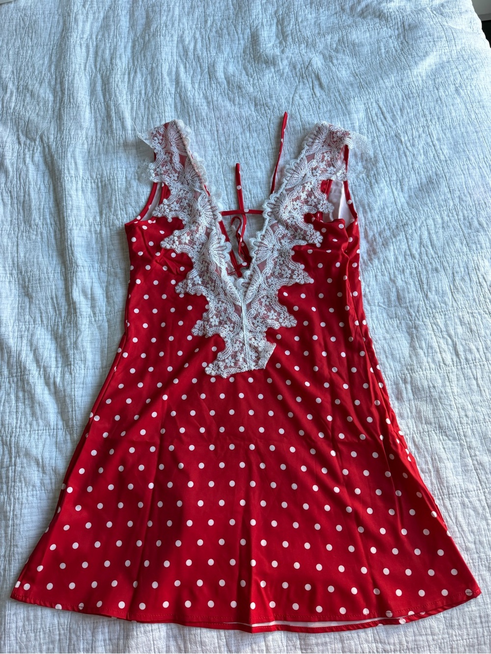 Red Polka Dot Lace-Trim Sleep Chemise